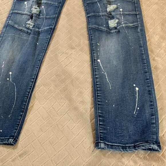 Freehold Mens 40x30 Denim Jeans Blue Skinny Distressed Paint Splatter Stretch - Picture 4 of 13